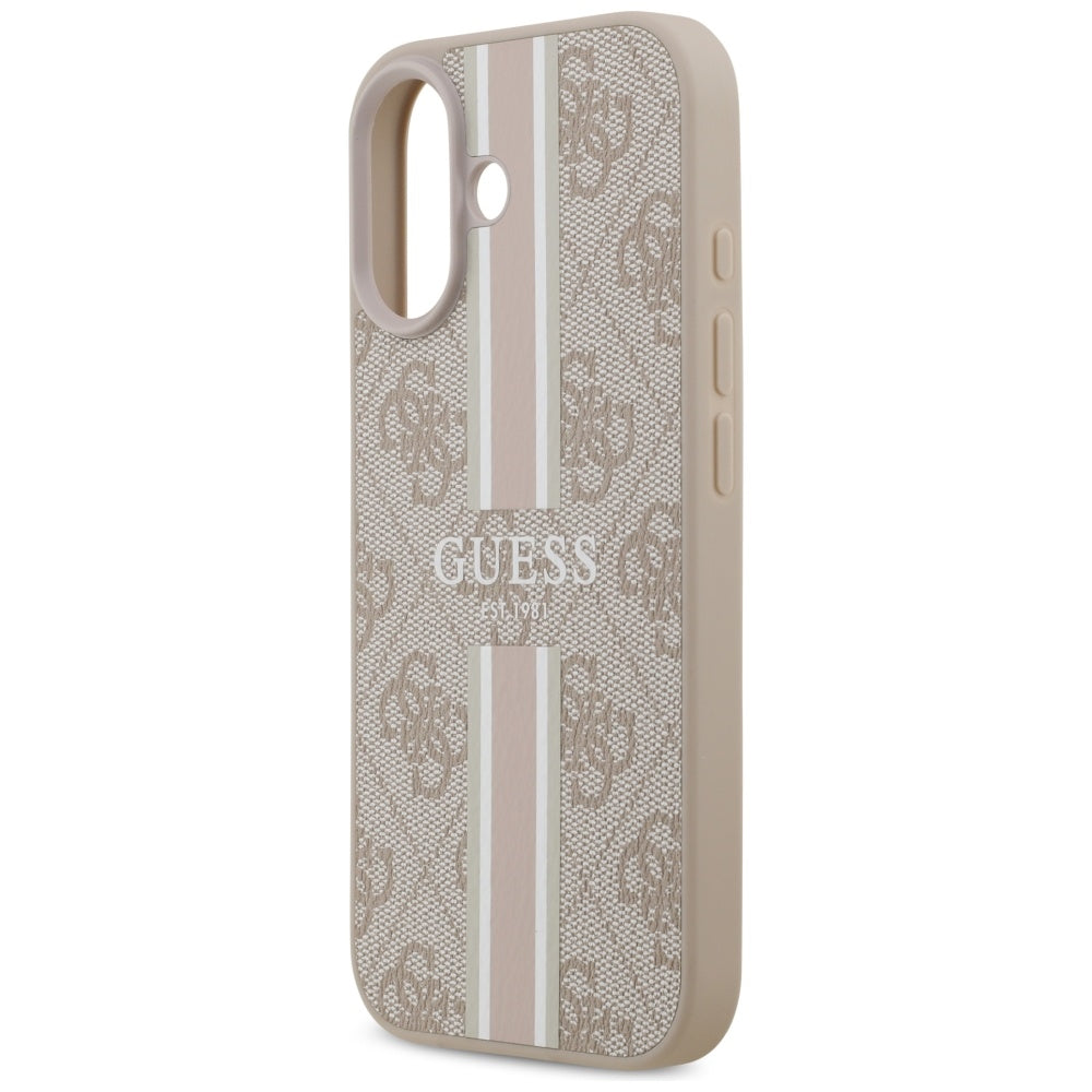 Puzdro MagSafe pre Apple iPhone 17, Guess, 4G Printed Stripes, Ružové