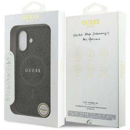 Puzdro MagSafe pre Apple iPhone 17, Guess, 4G Ring Classic Logo, Čierne