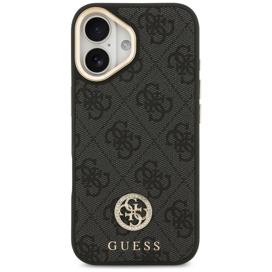 Puzdro MagSafe pre Apple iPhone 17, Guess, 4G Strass Logo with Big Strap, Čierne