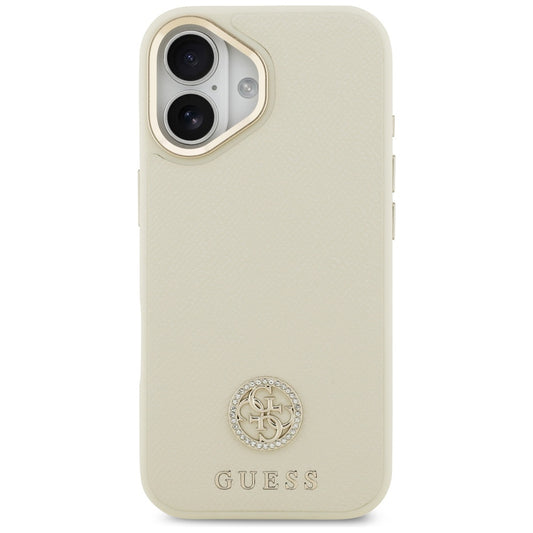 Puzdro MagSafe pre Apple iPhone 17, Guess, Grained Strass Logo, Béžová