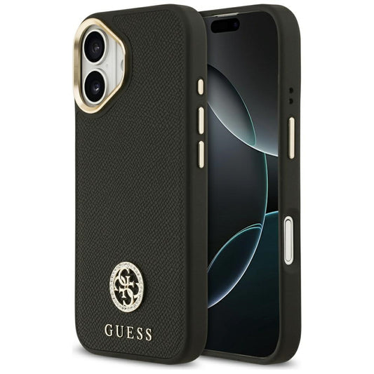 Puzdro MagSafe pre Apple iPhone 17, Guess, Grained Strass Logo, Čierne