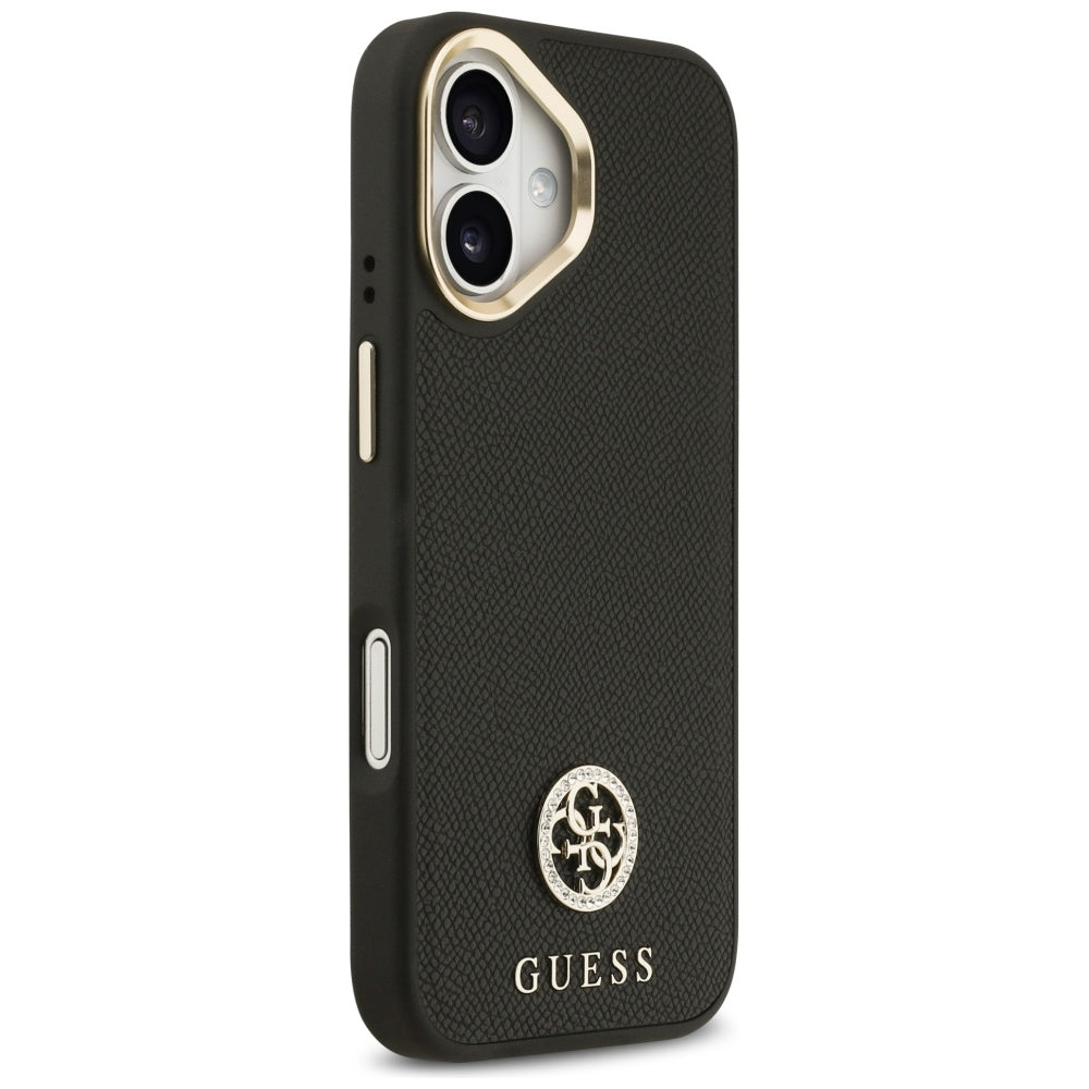 Puzdro MagSafe pre Apple iPhone 17, Guess, Grained Strass Logo, Čierne