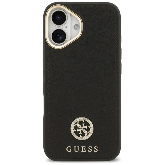 Puzdro MagSafe pre Apple iPhone 17, Guess, Grained Strass Logo, Čierne