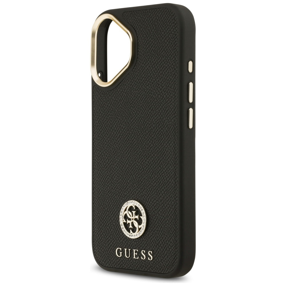 Puzdro MagSafe pre Apple iPhone 17, Guess, Grained Strass Logo, Čierne