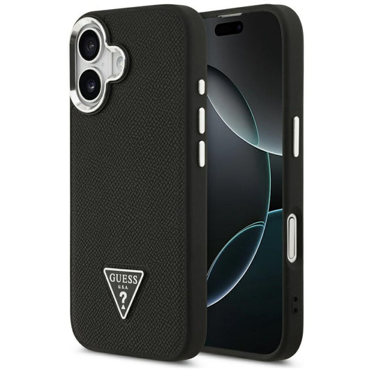 Puzdro MagSafe pre Apple iPhone 17, Guess, Grained Triangle Logo, Čierne