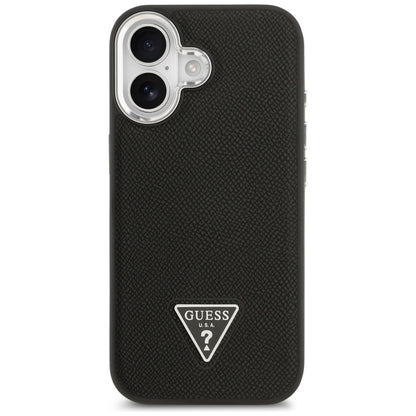 Puzdro MagSafe pre Apple iPhone 17, Guess, Grained Triangle Logo, Čierne
