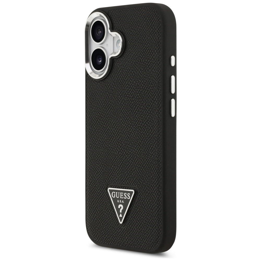 Puzdro MagSafe pre Apple iPhone 17, Guess, Grained Triangle Logo, Čierne