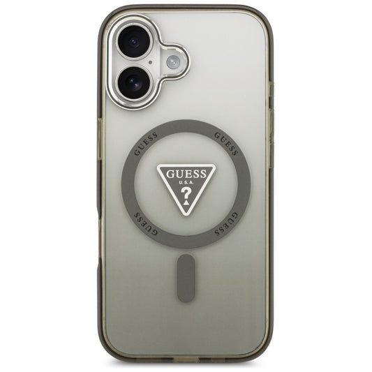 Puzdro MagSafe pre Apple iPhone 17, Guess, IML Gradient Triangle Logo, Khaki Silver