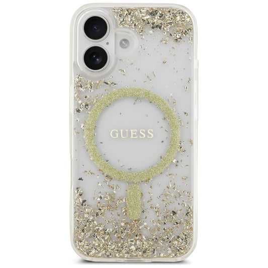 Puzdro MagSafe pre Apple iPhone 17, Guess, Resin Bottom Glitter, Zlaté