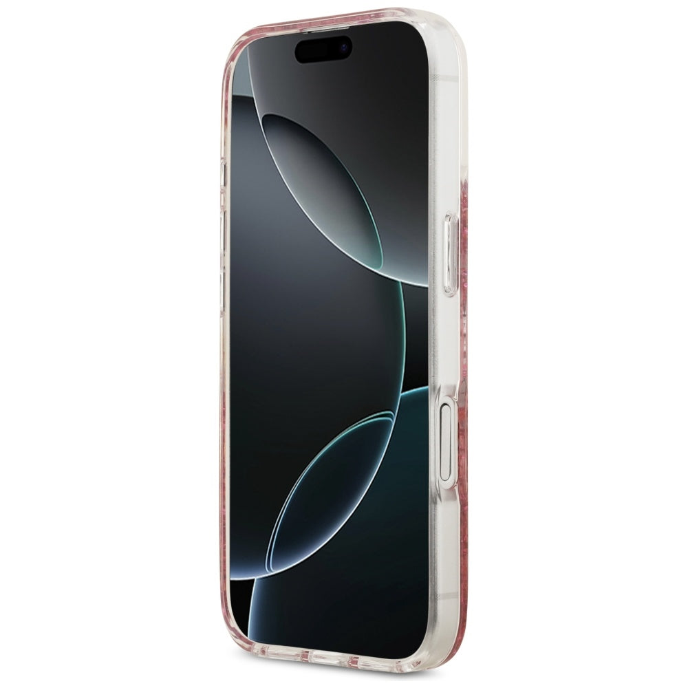 Puzdro MagSafe pre Apple iPhone 17, Guess, Resin Bottom Glitter, Ružové