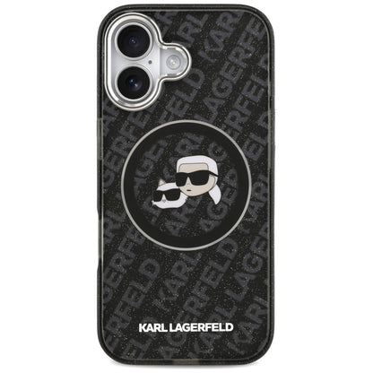 Puzdro MagSafe pre Apple iPhone 17, Karl Lagerfeld, Glitter Karl & Choupette Head, Čierne