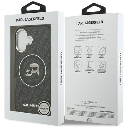 Puzdro MagSafe pre Apple iPhone 17, Karl Lagerfeld, Glitter Karl & Choupette Head, Čierne