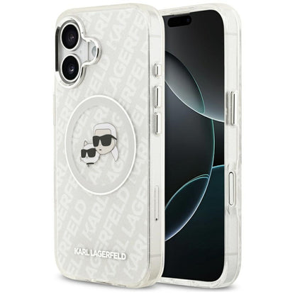 Puzdro MagSafe pre Apple iPhone 17, Karl Lagerfeld, IML Glitter Karl & Choupette`s Heads, Sivá