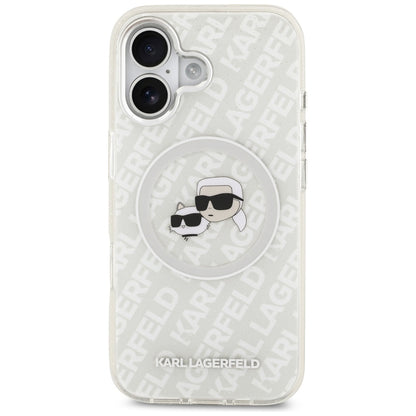 Puzdro MagSafe pre Apple iPhone 17, Karl Lagerfeld, IML Glitter Karl & Choupette`s Heads, Sivá