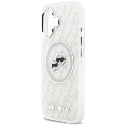 Puzdro MagSafe pre Apple iPhone 17, Karl Lagerfeld, IML Glitter Karl & Choupette`s Heads, Sivá