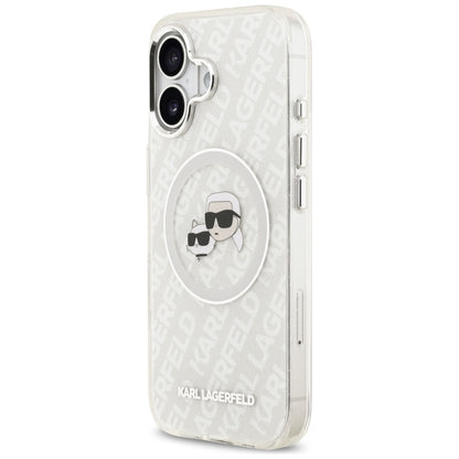 Puzdro MagSafe pre Apple iPhone 17, Karl Lagerfeld, IML Glitter Karl & Choupette`s Heads, Sivá