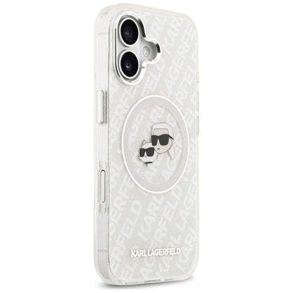 Puzdro MagSafe pre Apple iPhone 17, Karl Lagerfeld, IML Glitter Karl & Choupette`s Heads, Sivá