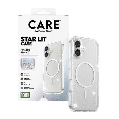 Puzdro MagSafe pre Apple iPhone 17, PanzerGlass, Care Urban Explorer Star Lit, Biela Transparentná