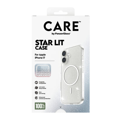 Puzdro MagSafe pre Apple iPhone 17, PanzerGlass, Care Urban Explorer Star Lit, Biela Transparentná