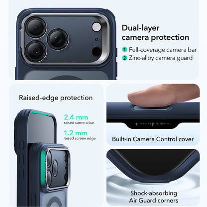 Puzdro MagSafe pre Apple iPhone 17 Pro, ESR, Classic Hybrid Kickstand, Saténová Modrá
