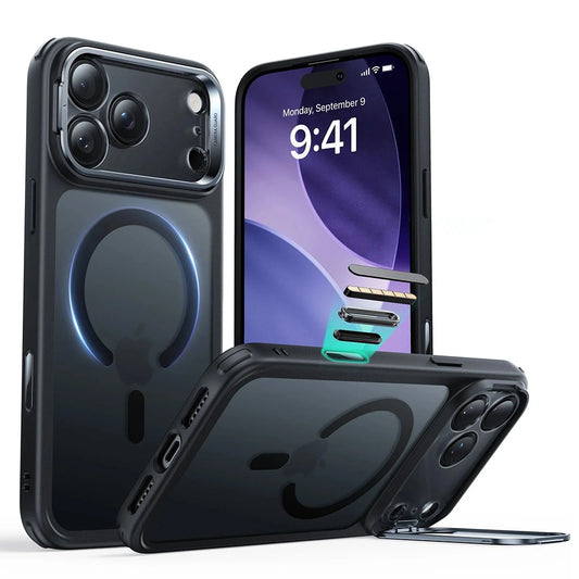 Puzdro MagSafe pre Apple iPhone 17 Pro, ESR, Classic Hybrid Kickstand, Saténová čierna