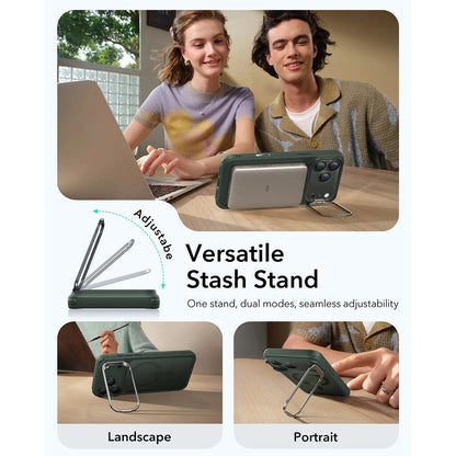 Puzdro MagSafe pre Apple iPhone 17 Pro, ESR, Classic Hybrid Kickstand, Saténová zelená