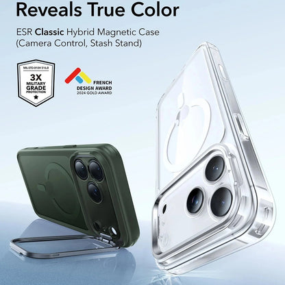 Puzdro MagSafe pre Apple iPhone 17 Pro, ESR, Classic Hybrid Kickstand, Saténová zelená