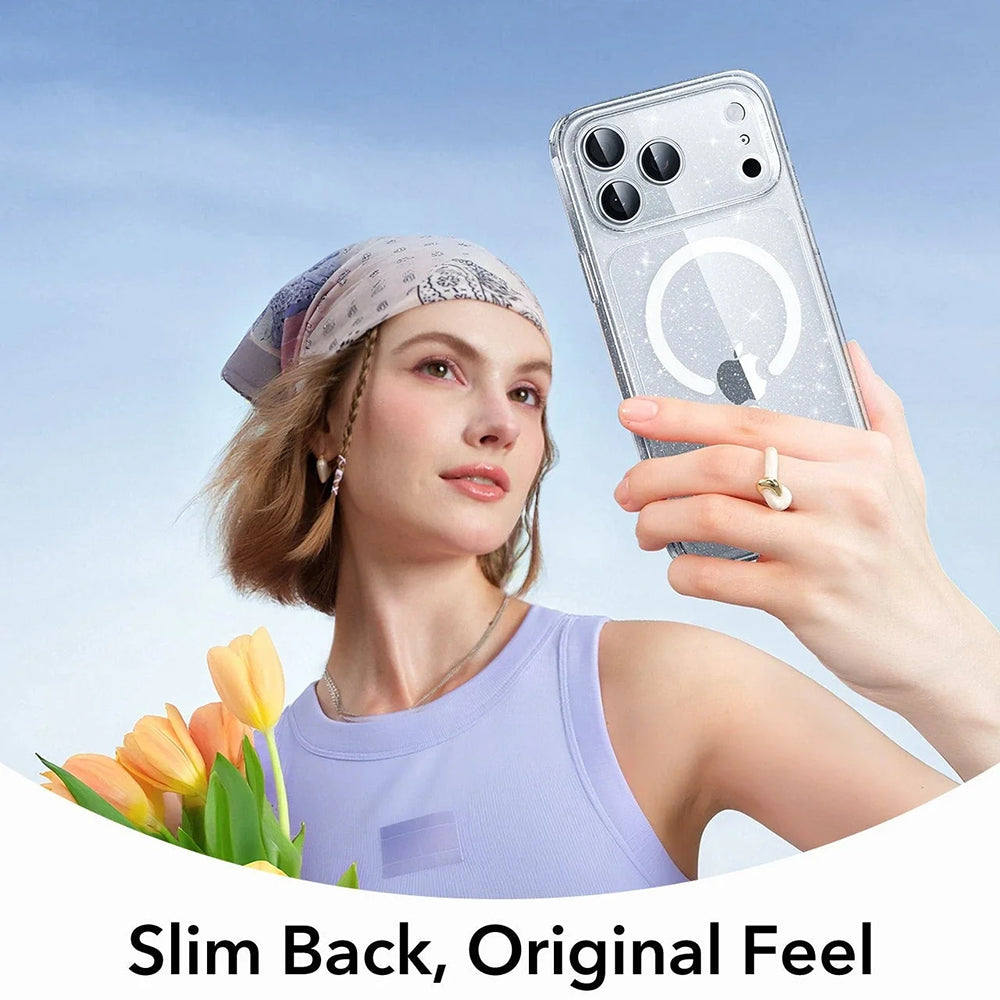 Puzdro MagSafe pre Apple iPhone 17 Pro, ESR, Classic Hybrid Shimmer, Transparentné