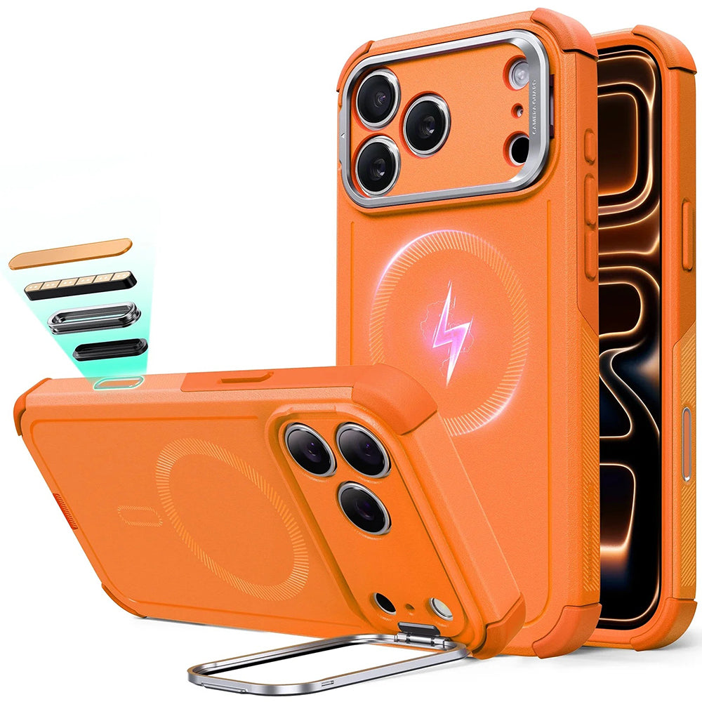 Puzdro MagSafe pre Apple iPhone 17 Pro, ESR, Cyber Armor Kickstand, Oranžové