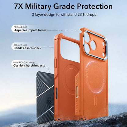 Puzdro MagSafe pre Apple iPhone 17 Pro, ESR, Cyber Armor Kickstand, Oranžové
