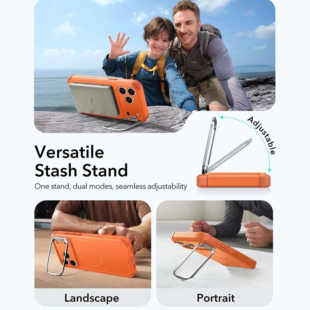 Puzdro MagSafe pre Apple iPhone 17 Pro, ESR, Cyber Armor Kickstand, Oranžové