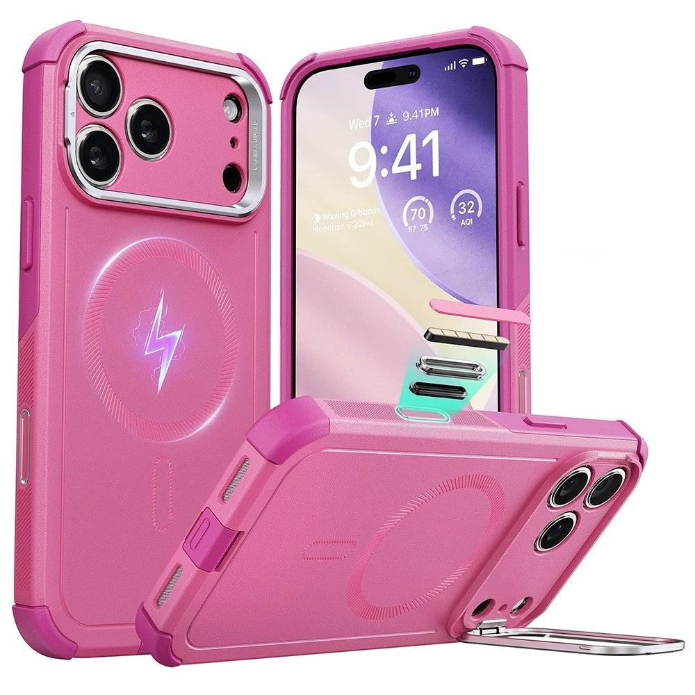 Puzdro MagSafe pre Apple iPhone 17 Pro, ESR, Cyber Armor Kickstand, Ružové