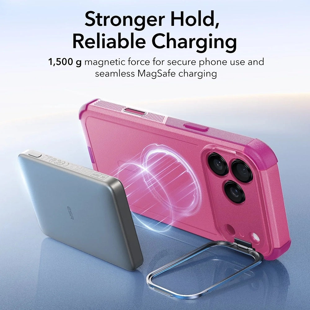 Puzdro MagSafe pre Apple iPhone 17 Pro, ESR, Cyber Armor Kickstand, Ružové