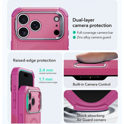 Puzdro MagSafe pre Apple iPhone 17 Pro, ESR, Cyber Armor Kickstand, Ružové