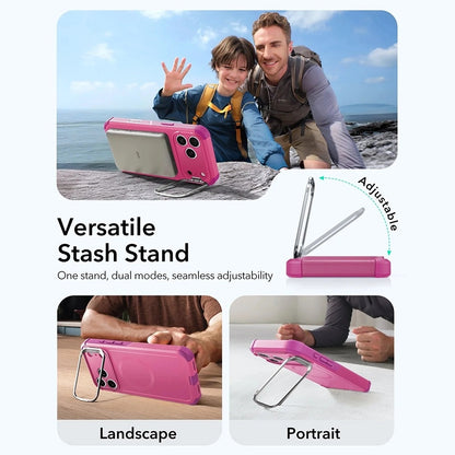 Puzdro MagSafe pre Apple iPhone 17 Pro, ESR, Cyber Armor Kickstand, Ružové