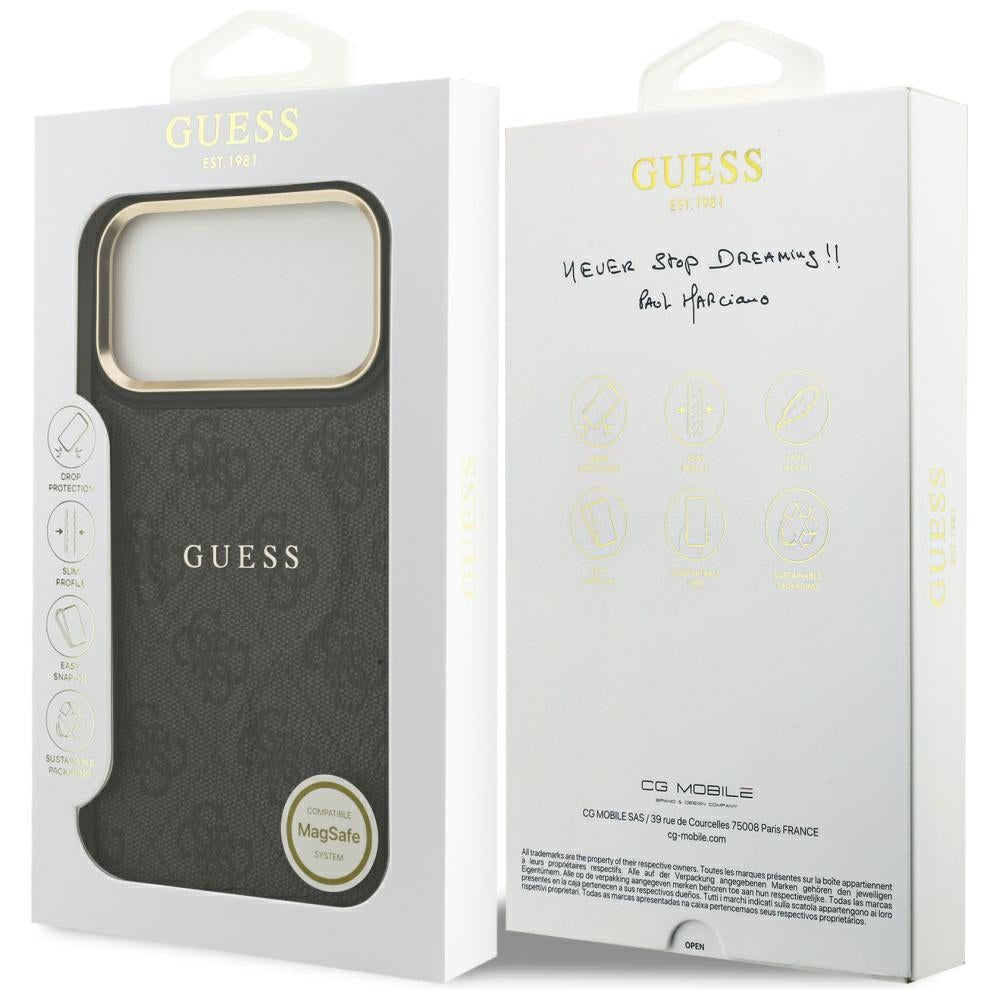 Puzdro MagSafe pre Apple iPhone 17 Pro, Guess, 4G Classic, Čierne