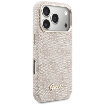 Puzdro MagSafe pre Apple iPhone 17 Pro, Guess, 4G Script Logo, Ružové