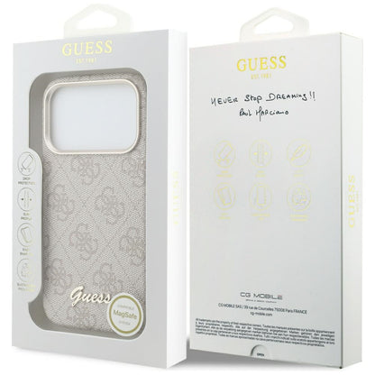 Puzdro MagSafe pre Apple iPhone 17 Pro, Guess, 4G Script Logo, Ružové