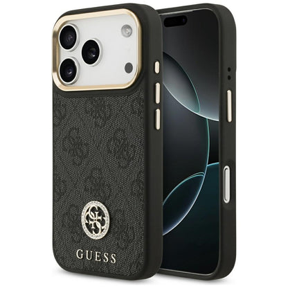 Puzdro MagSafe pre Apple iPhone 17 Pro, Guess, 4G Strass Logo, Čierne