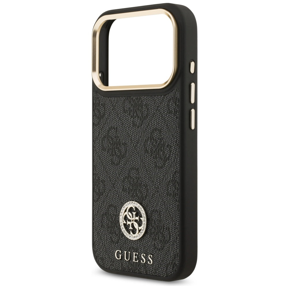 Puzdro MagSafe pre Apple iPhone 17 Pro, Guess, 4G Strass Logo, Čierne