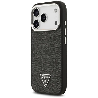 Puzdro MagSafe pre Apple iPhone 17 Pro, Guess, 4G Triangle Logo, Čierno Strieborné