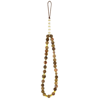 Puzdro MagSafe pre Apple iPhone 17 Pro, Guess, 4G Triangle Logo with Pearl Strap, Hnedé