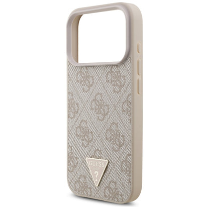Puzdro MagSafe pre Apple iPhone 17 Pro, Guess, 4G Triangle Logo with Pearl Strap, Ružové