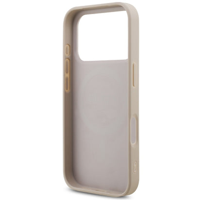 Puzdro MagSafe pre Apple iPhone 17 Pro, Guess, 4G Triangle Logo with Pearl Strap, Ružové