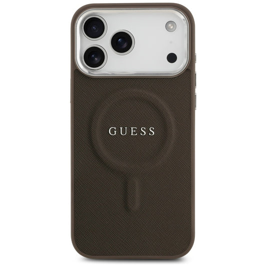 Puzdro MagSafe pre Apple iPhone 17 Pro, Guess, Classic Logo, Hnedé