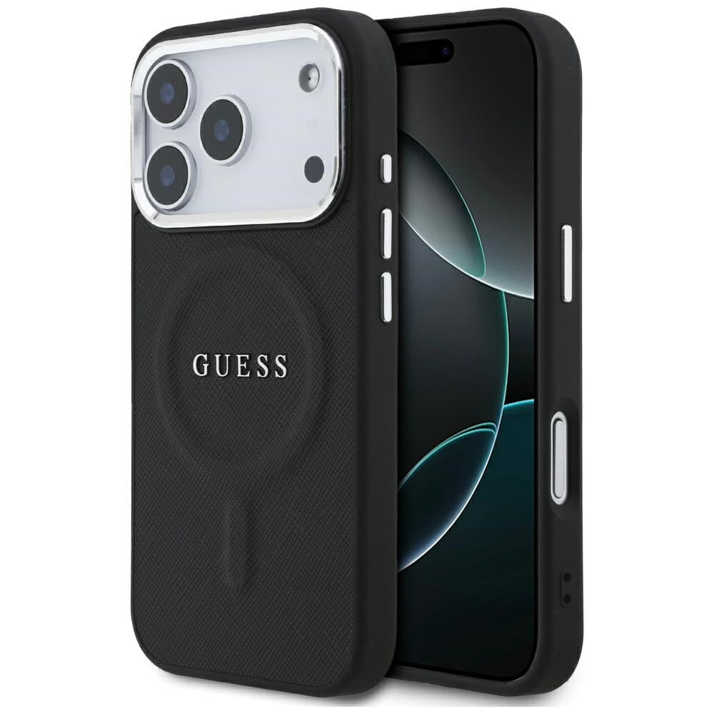 Puzdro MagSafe pre Apple iPhone 17 Pro, Guess, Classic Logo, Čierne