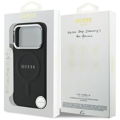 Puzdro MagSafe pre Apple iPhone 17 Pro, Guess, Classic Logo, Čierne
