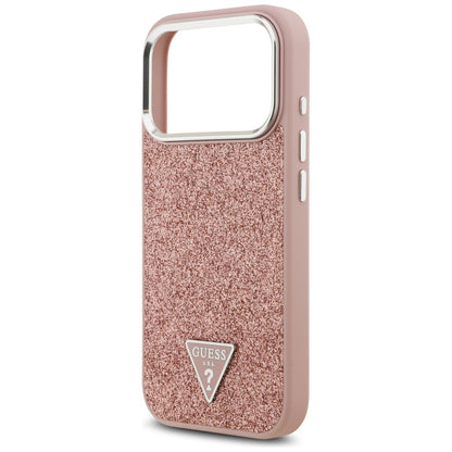 Puzdro MagSafe pre Apple iPhone 17 Pro, Guess, Glitter Triangle Logo, Ružová