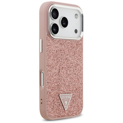 Puzdro MagSafe pre Apple iPhone 17 Pro, Guess, Glitter Triangle Logo, Ružová
