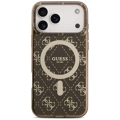 Puzdro MagSafe pre Apple iPhone 17 Pro, Guess, IML 4G Background, Hnedé